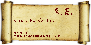 Krecs Rozália névjegykártya